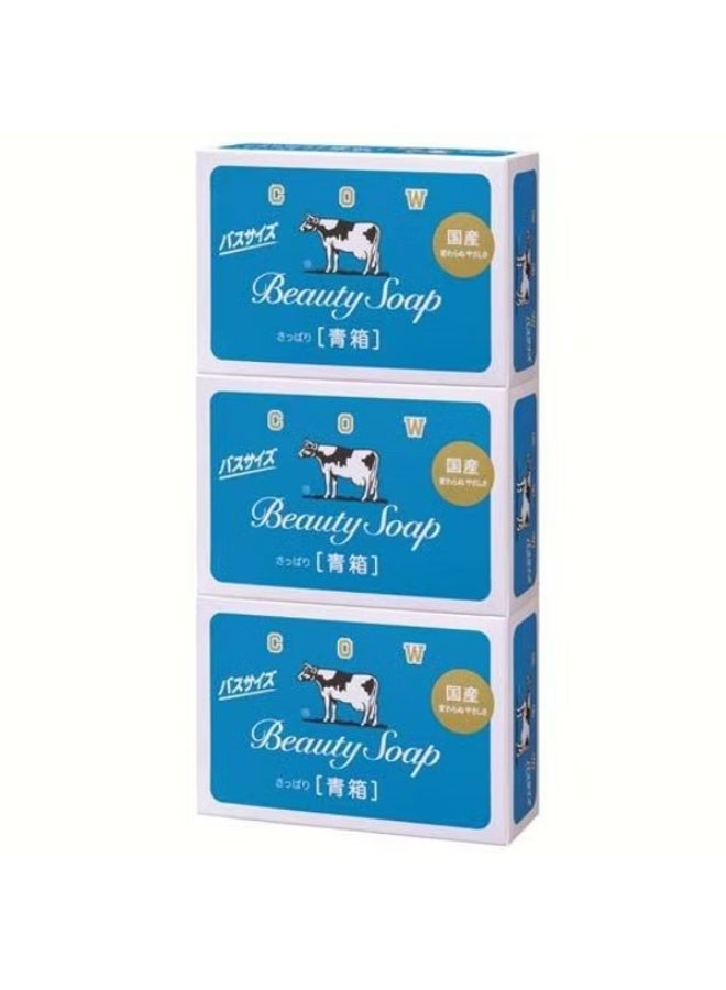 Cow Brand Beauty Soap Blue Box Jasmine Fragrance 130g x 3 | Milk Enriched Moisturizing Face, Body & Hand Soap | Made in Japan - Image 1