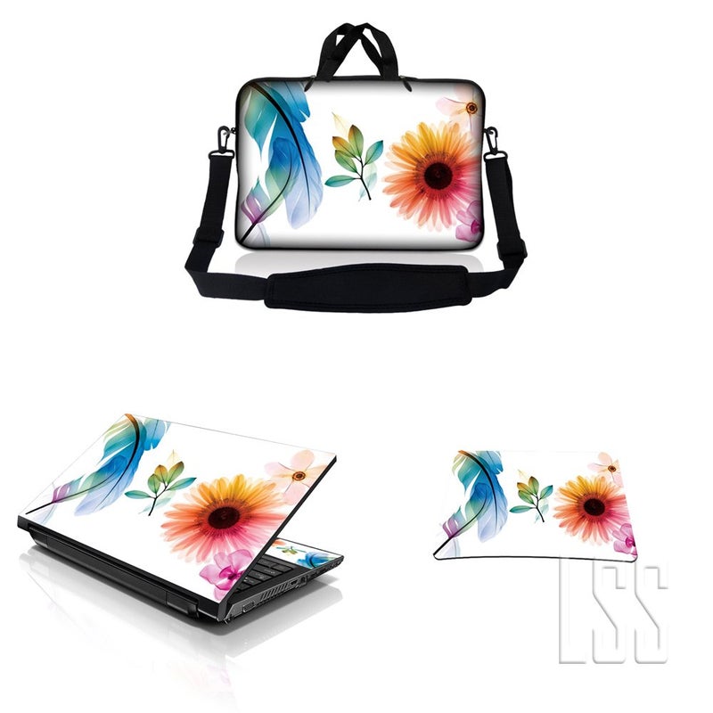 LSS 15 15.6 inches Laptop Messenger Crossbody Bag with Matching Laptop Skin Sticker & Mouse Pad Combo | Carrying Case for 14" 15" 15.6" or Smaller Size Notebook - Blue Dragon - Image 1