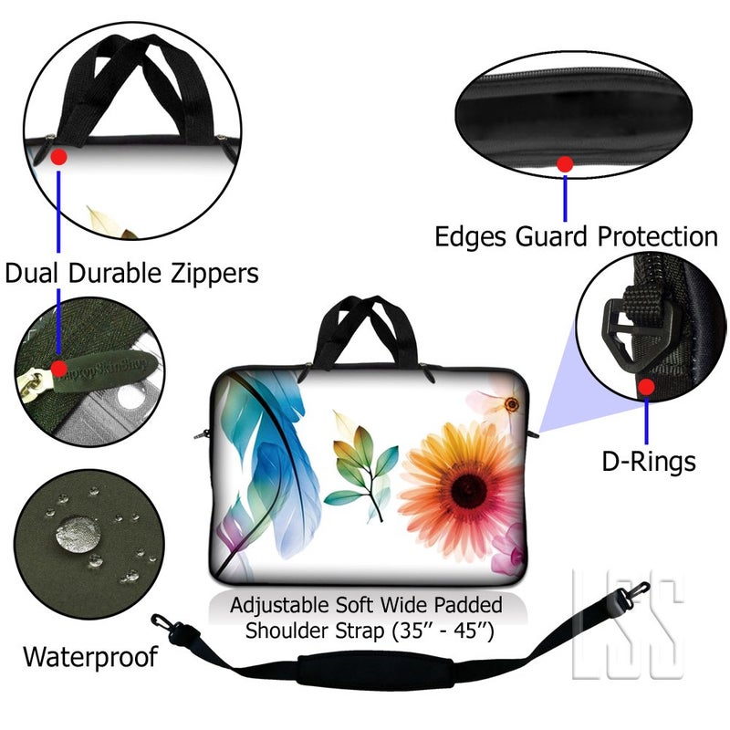 LSS 15 15.6 inches Laptop Messenger Crossbody Bag with Matching Laptop Skin Sticker & Mouse Pad Combo | Carrying Case for 14" 15" 15.6" or Smaller Size Notebook - Blue Dragon - Image 5