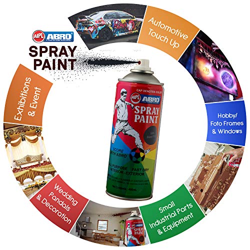 ABRO SP-304 Multipurpose Colour Spray Paint Can (400ml, Deep Gray) DIY Quick Drying for Metal, Wood, Walls, Automotive Cars and Bikes - Image 2