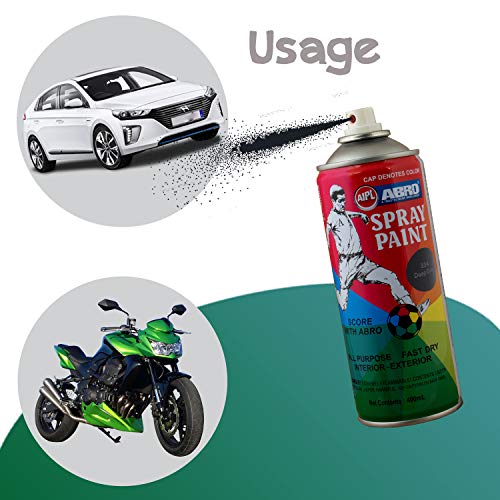 ABRO SP-304 Multipurpose Colour Spray Paint Can (400ml, Deep Gray) DIY Quick Drying for Metal, Wood, Walls, Automotive Cars and Bikes - Image 4