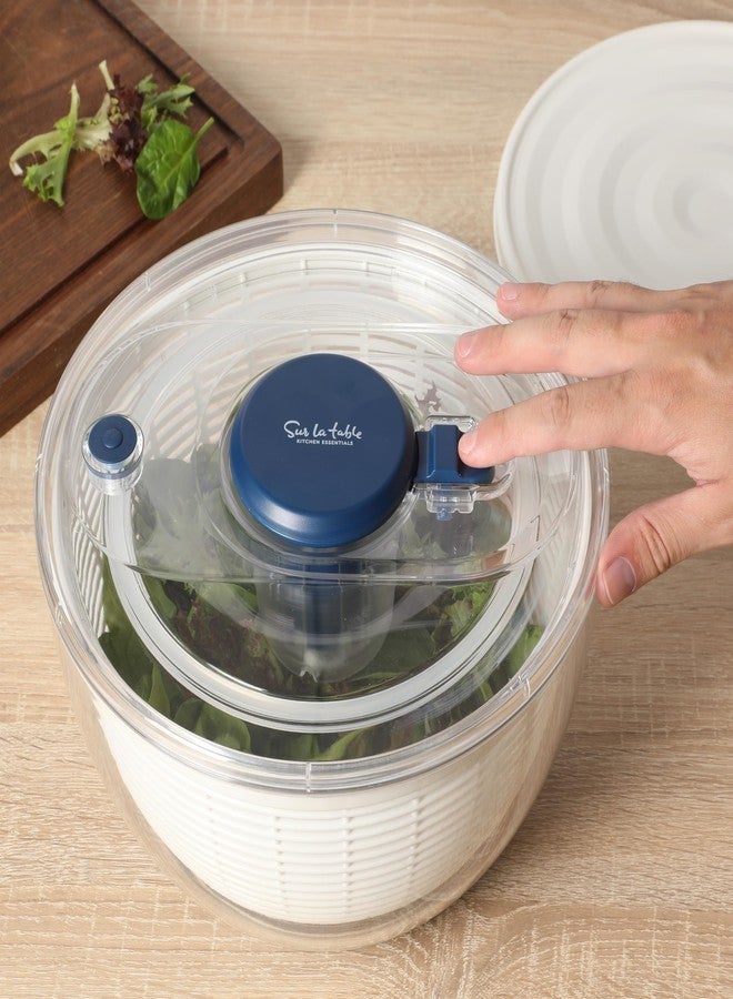 Sur La Table Kitchen Essential 6.3 Qt Salad Spinner, Fruit Wahser, Fruit Washing Bowl with Strainer, Vegertable Cleaner, Salad Cleaner, Lettuce Washer - Navy Blue - Image 2