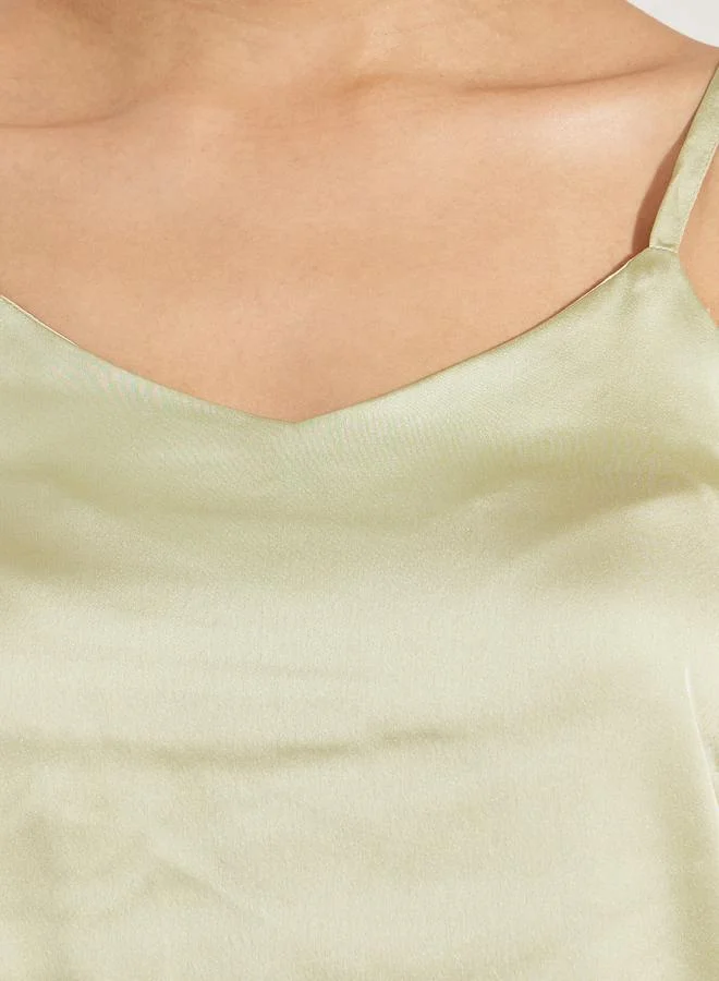 ستايلي Solid Satin Cami with Adjustable Strap