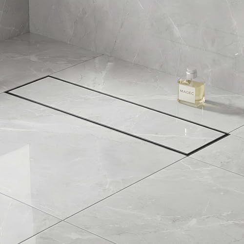 LIPKA 24 x 4 Inches Marble Insert Shower Drain Channel |Waste Water Floor Drain for 21mm Marble| 304 Stainless Steel Invisible Shower Drain Channel For Bathroom Balcony with Cockroach Trap & Side Hole - Image 1