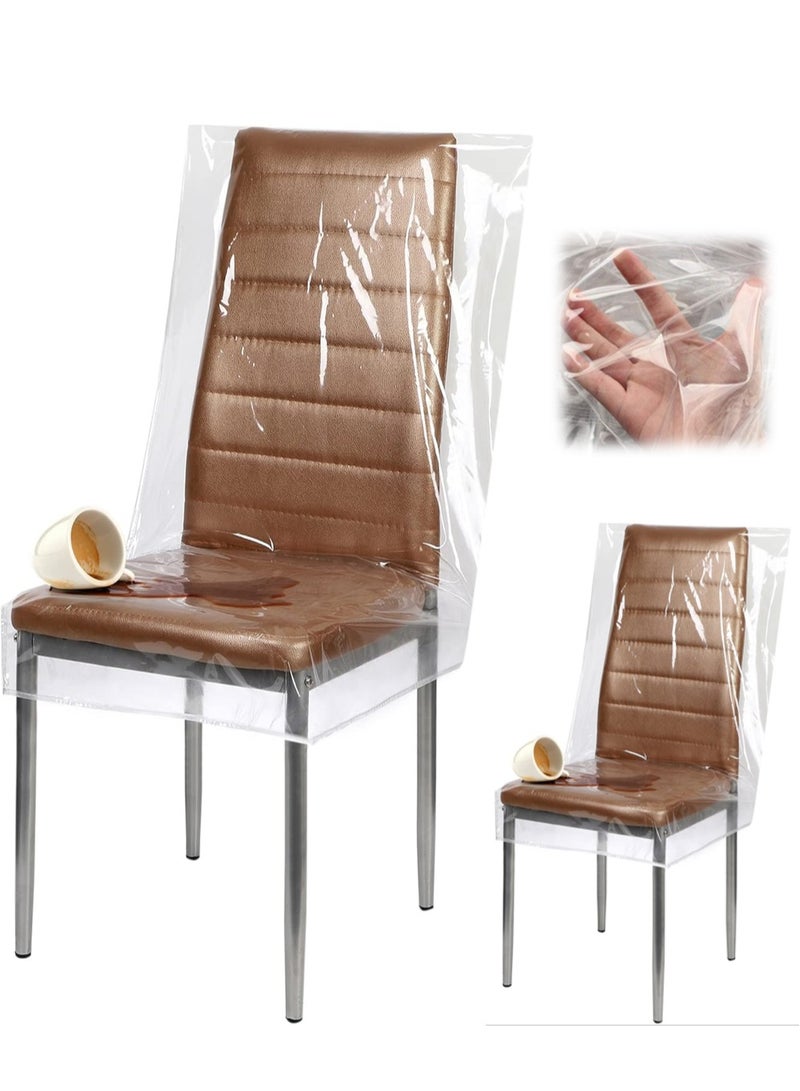 المي هومي غطاء كرسي بلاستيكي شفاف – مقاوم للماء والخدوش، غطاء مقعد من PVC سميك، يوفر حماية شاملة للكراسي في غرفة الطعام، المطبخ، وغرفة المعيشة، مقاوم للغبار والبقع وخدوش الحيوانات الأليفة، سهل التنظيف، مناسب للاستخدام في المنزل والمكتب (مجموعة من 2) - Image 1