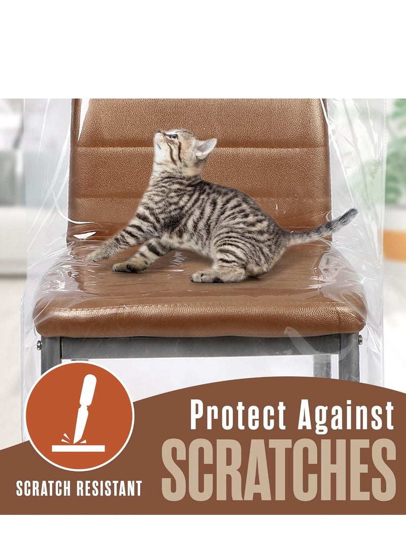 المي هومي غطاء كرسي بلاستيكي شفاف – مقاوم للماء والخدوش، غطاء مقعد من PVC سميك، يوفر حماية شاملة للكراسي في غرفة الطعام، المطبخ، وغرفة المعيشة، مقاوم للغبار والبقع وخدوش الحيوانات الأليفة، سهل التنظيف، مناسب للاستخدام في المنزل والمكتب (مجموعة من 2) - Image 5