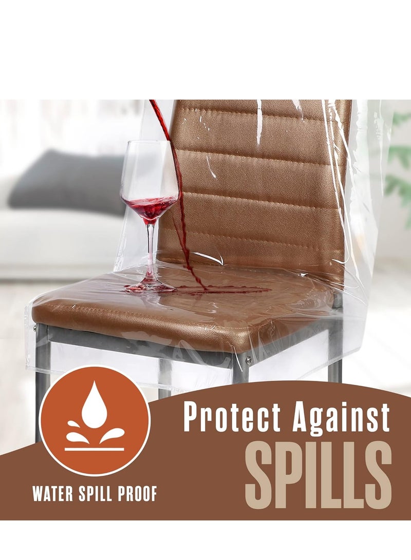 المي هومي غطاء كرسي بلاستيكي شفاف – مقاوم للماء والخدوش، غطاء مقعد من PVC سميك، يوفر حماية شاملة للكراسي في غرفة الطعام، المطبخ، وغرفة المعيشة، مقاوم للغبار والبقع وخدوش الحيوانات الأليفة، سهل التنظيف، مناسب للاستخدام في المنزل والمكتب (مجموعة من 2) - Image 3