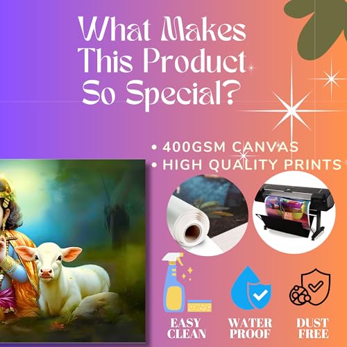 Nozvera Radha Krishna Painting For Wall Decoration Big Size Large Canvas Kahna Wall Painting For Home Decor, Living Room, Bedroom, Office and Hotels Decoration (16 inch * 22 inch, Design 14) - Image 4