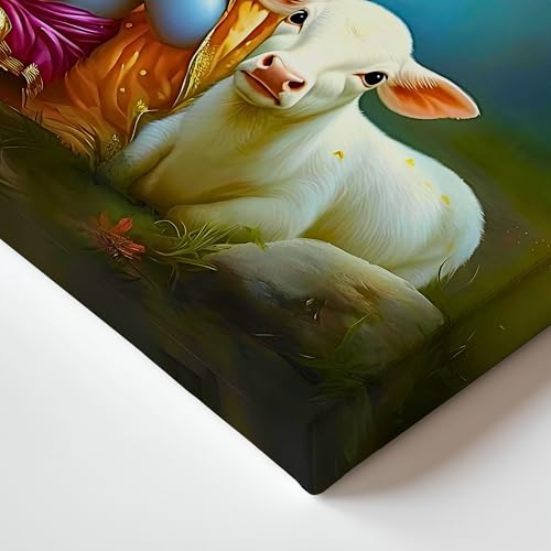 Nozvera Radha Krishna Painting For Wall Decoration Big Size Large Canvas Kahna Wall Painting For Home Decor, Living Room, Bedroom, Office and Hotels Decoration (16 inch * 22 inch, Design 14) - Image 5