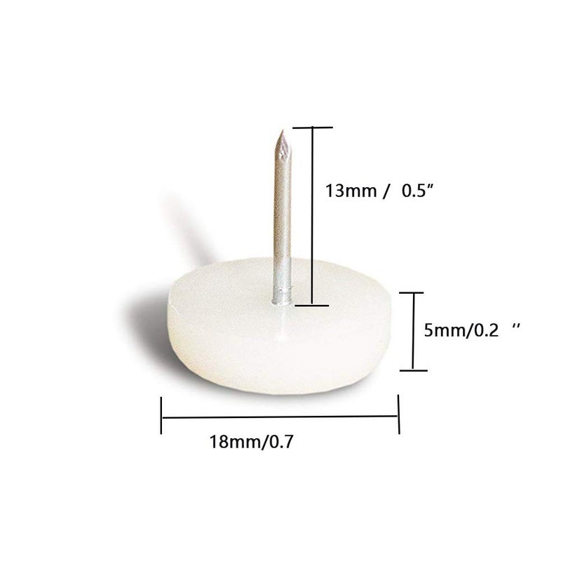 BTMB BTMB Nylon Glide with Nail White Furniture Chair Table Leg Feet Protector Pad Nail 100 Pcs Dia 18mm07  - Image 2