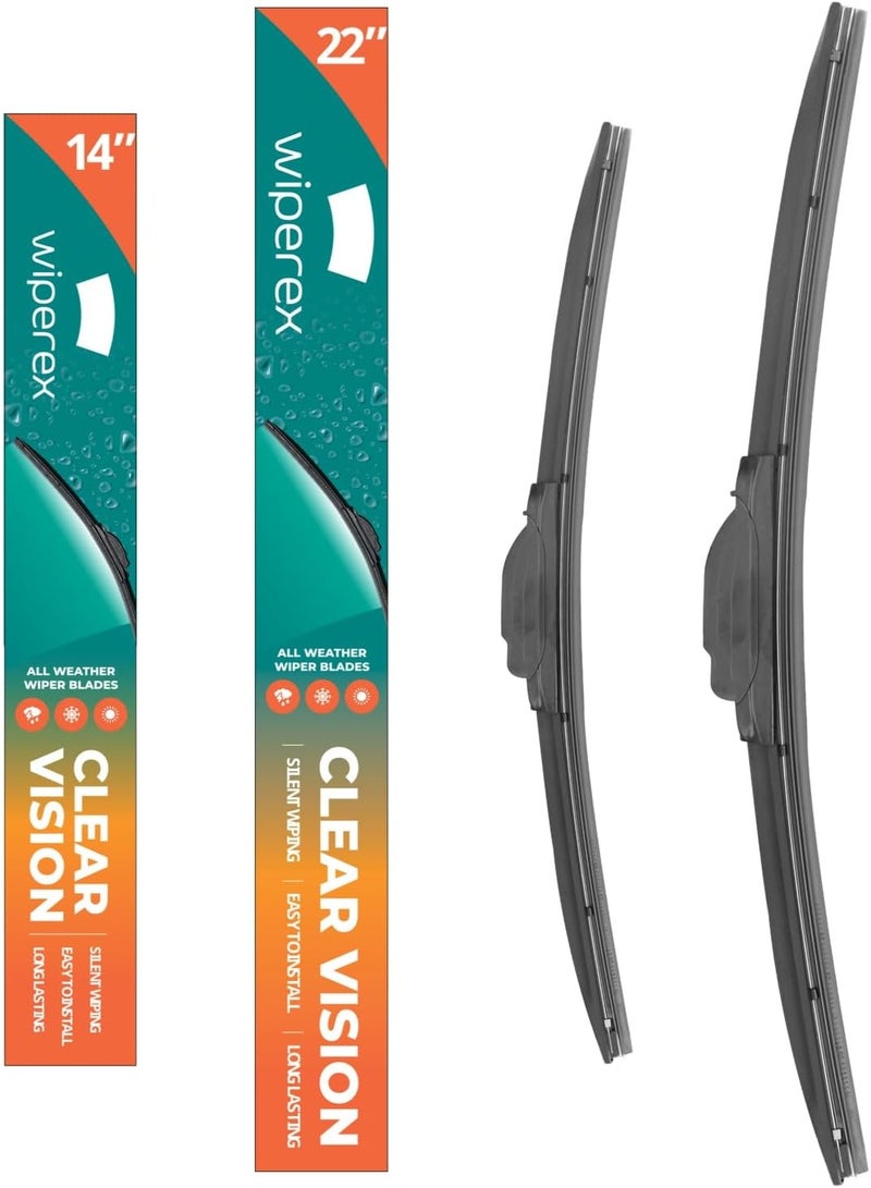 ويبيركس WiperEX 22" + 14" Wiper Blades – Silent, Streak-Free, Anti-Lift, Durable Natural Rubber Pair (Pack of 2) - Image 1