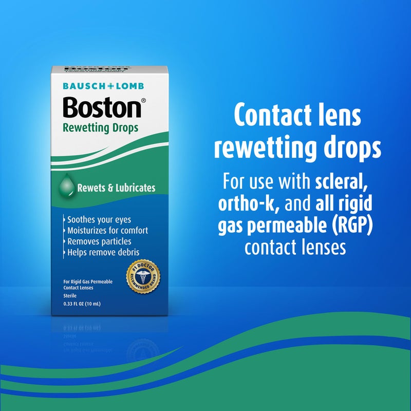 Boston Rewetting Drops for Rigid Gas Permeable (RGP) Lens, Moisturizes & Soothes Eyes, Removes Debris & Particles, Restores Tear Layer, 0.33 Fl Oz - Image 2