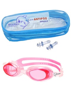 Dolphin DZ-1600 Anti-Fog Swimming Goggles With Ear Plugs, Pink  - Image 1