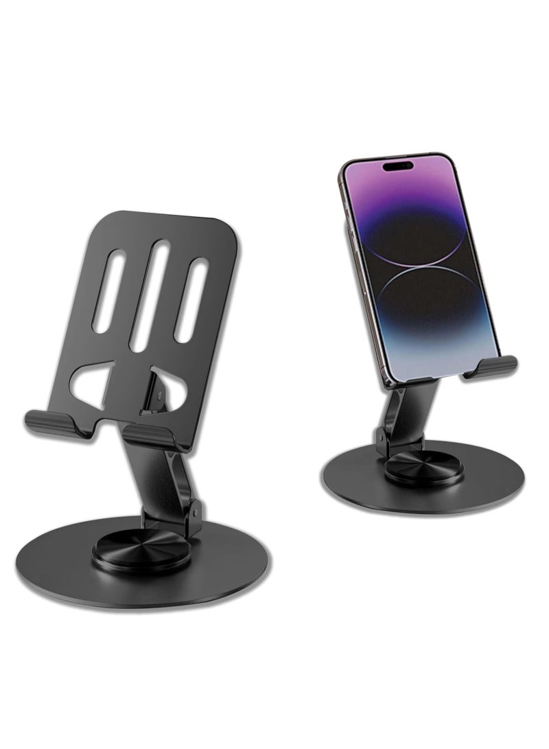 GERLAX Foldable Mobile Stand 360° Rotatable Phone Holder Compatible with 4-13 inch Phone or Tablet (Black) - Image 1