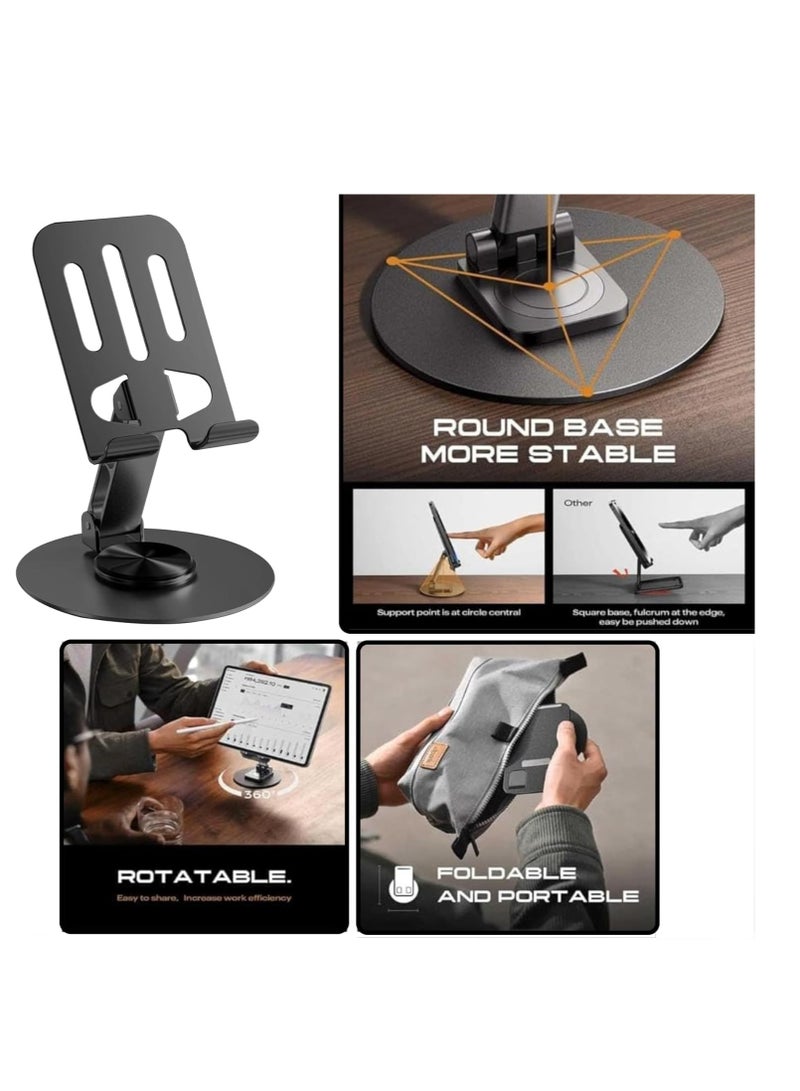 GERLAX Foldable Mobile Stand 360° Rotatable Phone Holder Compatible with 4-13 inch Phone or Tablet (Black) - Image 2