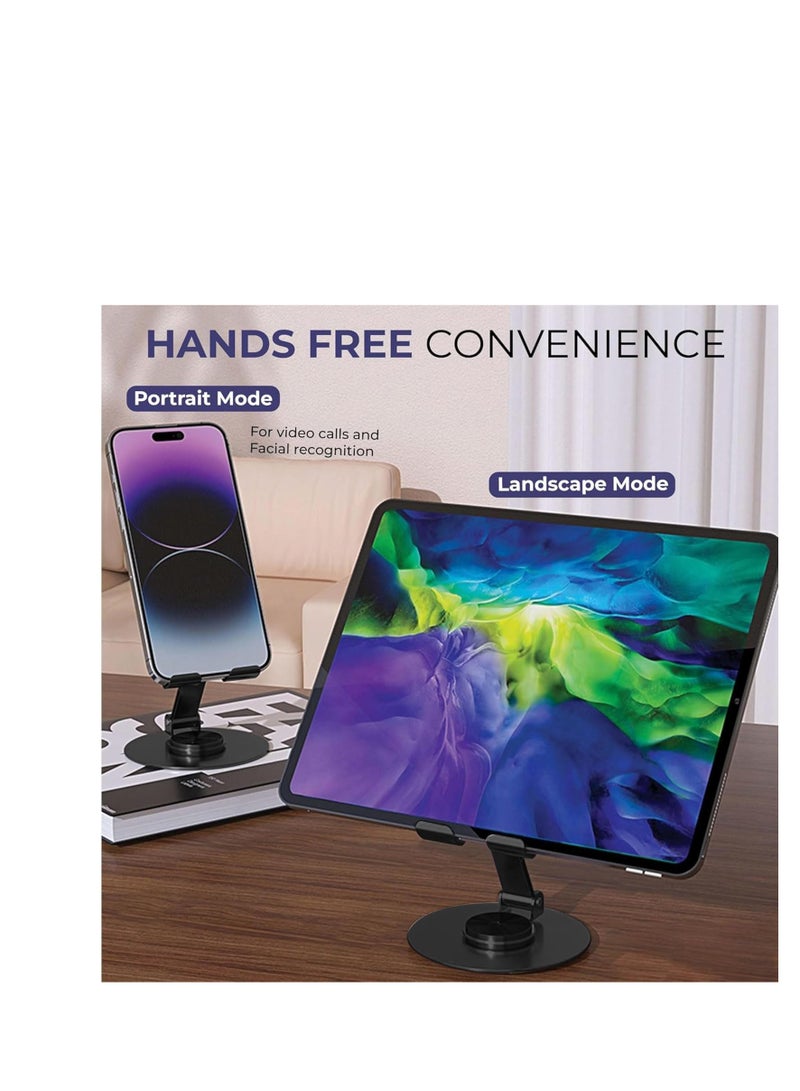 GERLAX Foldable Mobile Stand 360° Rotatable Phone Holder Compatible with 4-13 inch Phone or Tablet (Black) - Image 4