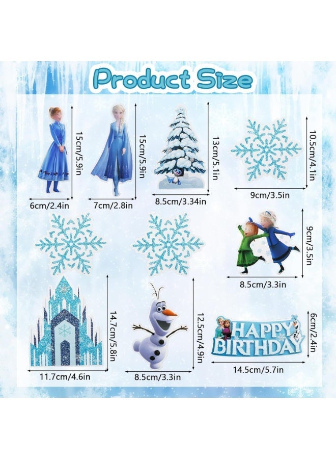 10 قطع من مجموعة تزيين كعكة عيد الميلاد ذات الطابع المجمّد للفتيات، إيلسا آنا برينسيس كاسل سنوفليك كب كيك ديكور بيكس للأطفال مستلزمات الحفلات ذات الطابع العطلة - Image 2