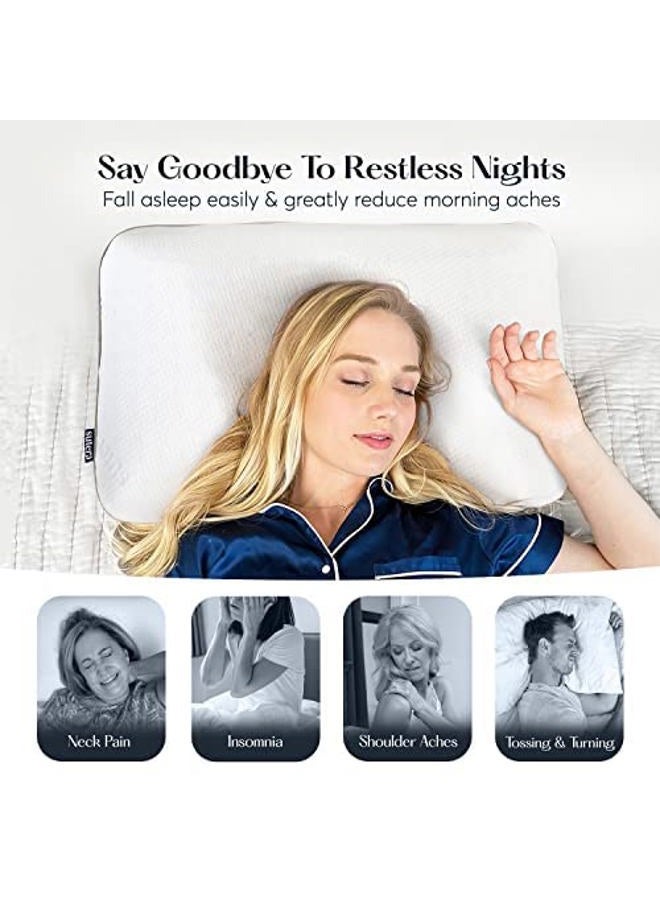 Sutera - Cooling Lavender Zen Memory Foam Pillow for Sleeping - Essential Lavender Oil Infused, Cooling Pillow with Neck, Shoulder and Back Support - Relaxing for Side, Back, Stomach Sleepers - Image 5
