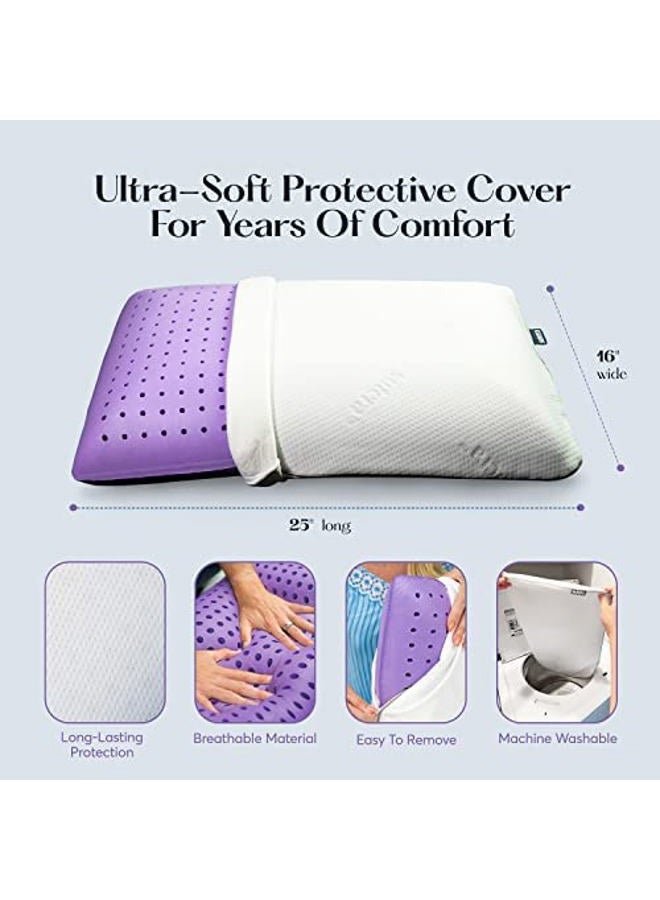 Sutera - Cooling Lavender Zen Memory Foam Pillow for Sleeping - Essential Lavender Oil Infused, Cooling Pillow with Neck, Shoulder and Back Support - Relaxing for Side, Back, Stomach Sleepers - Image 2
