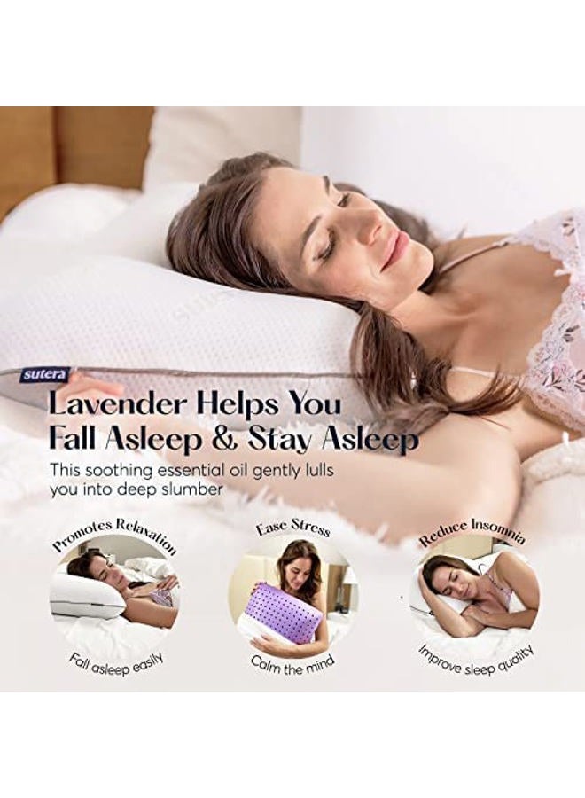 Sutera - Cooling Lavender Zen Memory Foam Pillow for Sleeping - Essential Lavender Oil Infused, Cooling Pillow with Neck, Shoulder and Back Support - Relaxing for Side, Back, Stomach Sleepers - Image 3