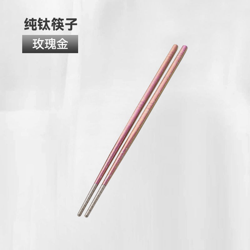 Pure Titanium Chopsticks for Home Use, Non-Slip Tableware, Ultra-Light, Portable for Outdoor Use, Ice Crystal Bottom, Colorless, Antibacterial and Durable - Image 1