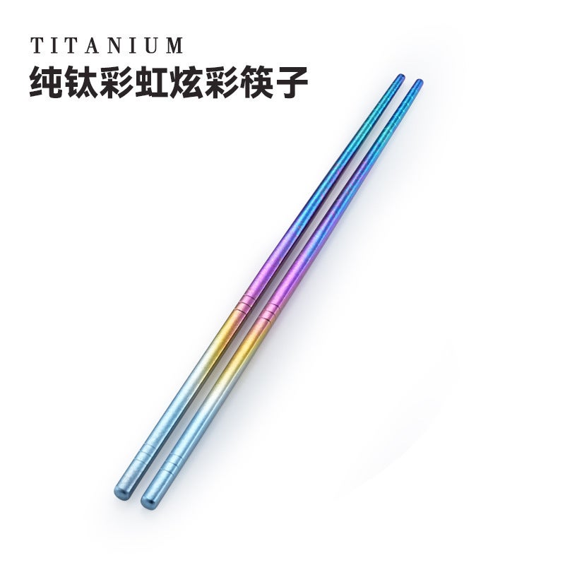 Pure Titanium Chopsticks for Home Use, Non-Slip Tableware, Ultra-Light, Portable for Outdoor Use, Ice Crystal Bottom, Colorless, Antibacterial and Durable - Image 3