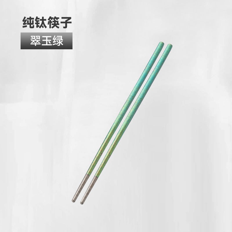 Pure Titanium Chopsticks for Home Use, Non-Slip Tableware, Ultra-Light, Portable for Outdoor Use, Ice Crystal Bottom, Colorless, Antibacterial and Durable - Image 5