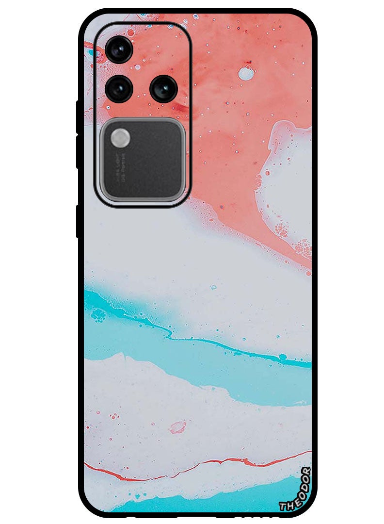 Theodor Protective Case Anti Scratch Shock Proof Bumper Cover For Vivo S18 Pro White Red Pattern - Image 1