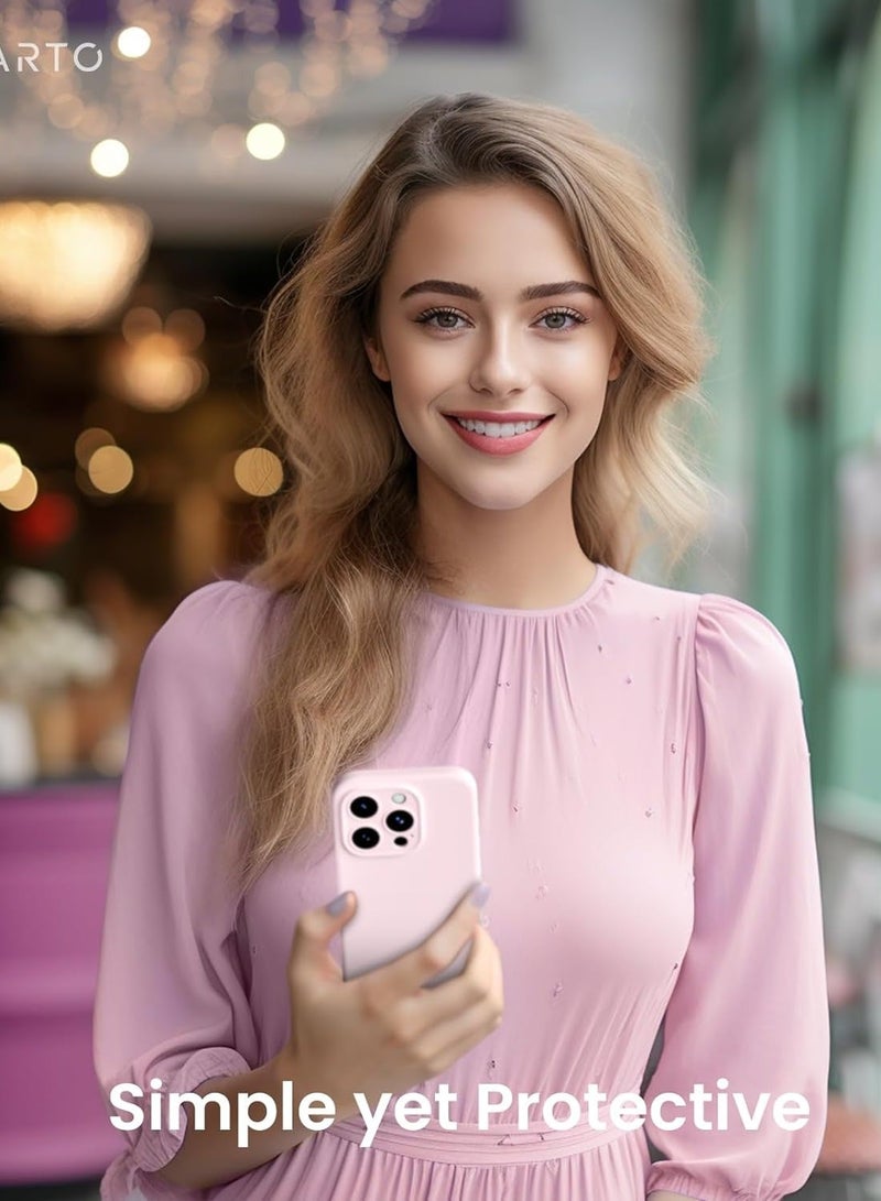 MUNTAQI Compatible with iPhone 15 Pro Max Case Shockproof with 2pcs Screen Protectors, Waterproof Liquid Silicone Rubber Full Cover Protective Case for iPhone 15 Pro Max 6.7 inch-Pale Rosette - Image 4