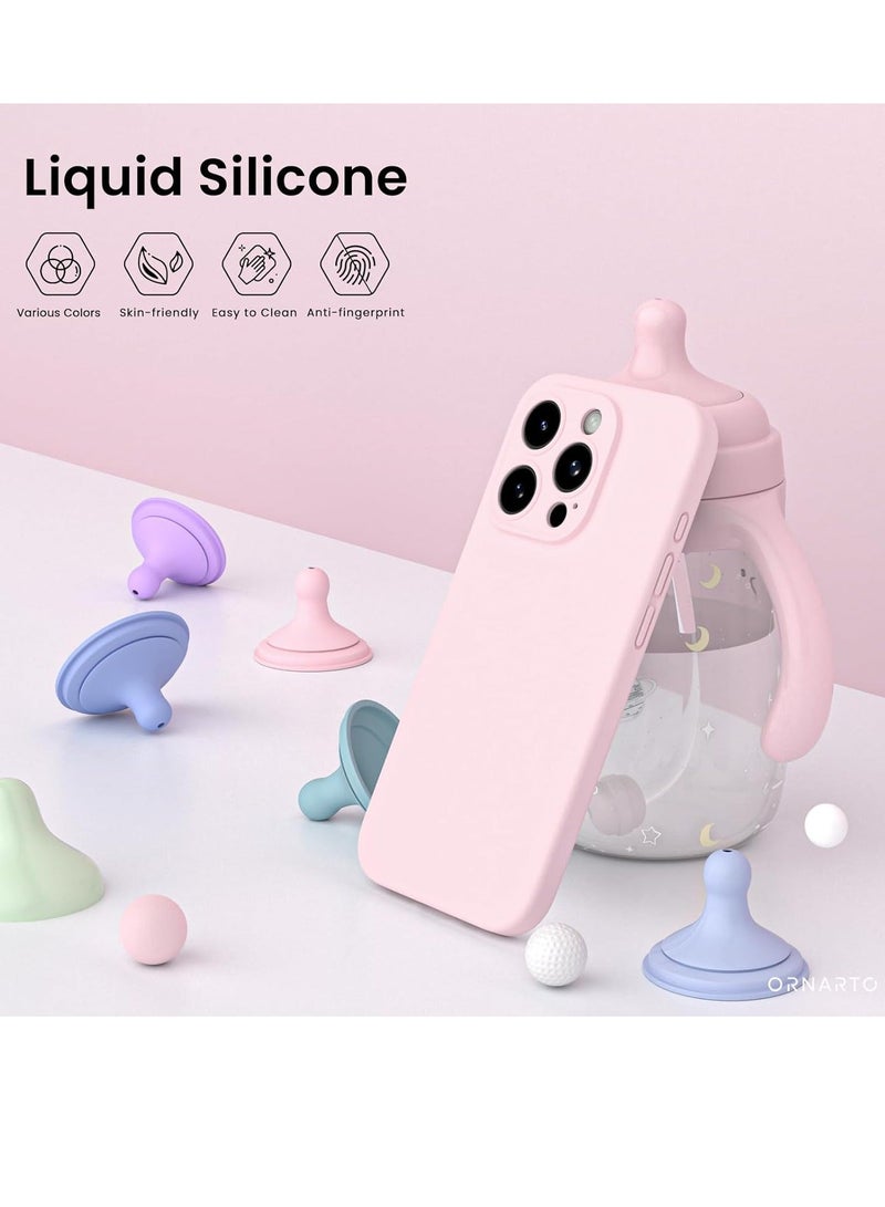 MUNTAQI Compatible with iPhone 15 Pro Max Case Shockproof with 2pcs Screen Protectors, Waterproof Liquid Silicone Rubber Full Cover Protective Case for iPhone 15 Pro Max 6.7 inch-Pale Rosette - Image 2