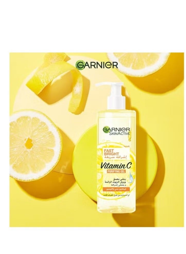 Garnier SkinActive Fast Bright Vitamin C & Lemon Purifying Gel Face Wash - 400ml - Image 3