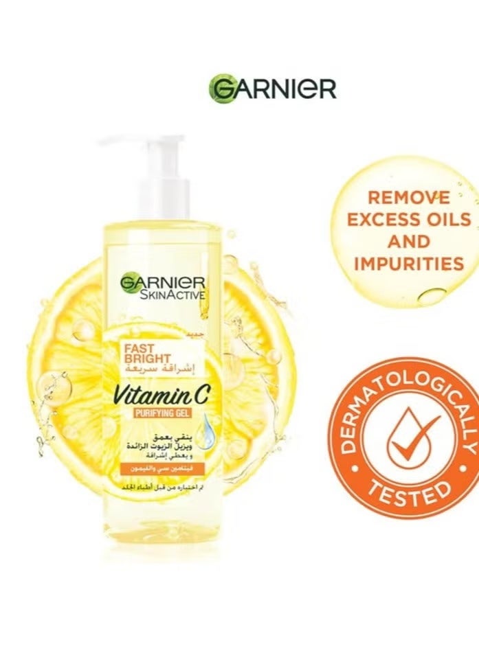 Garnier SkinActive Fast Bright Vitamin C & Lemon Purifying Gel Face Wash - 400ml - Image 1