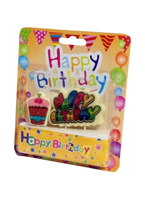 Funcart Funcart Happy Birthday & Cupcake Stick Candle Set 