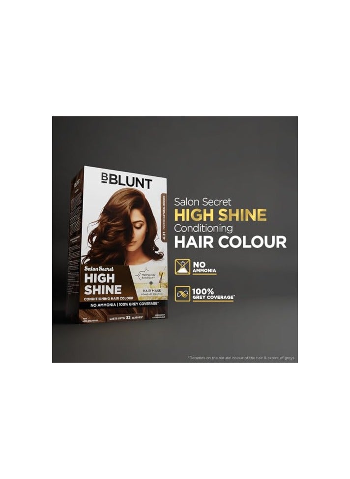 BBLUNT Salon Secret High Shine Conditioning Hair Colour With MaliPeptide BondTech™ to reduce breakage | Coffee Natural Brown 4.31 | No Ammonia 100%, Grey Coverage | Long Lasting Colour | Salon at home - Image 2