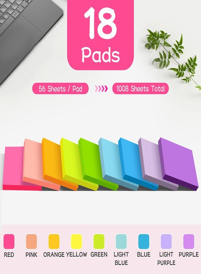YEECOK (18 Pads) Sticky Notes 3x3 inch, Self-Stick Pads Bright Colors Sticky Note, Recyclable, Easy to Post for Home, Office, Notebook - Image 2