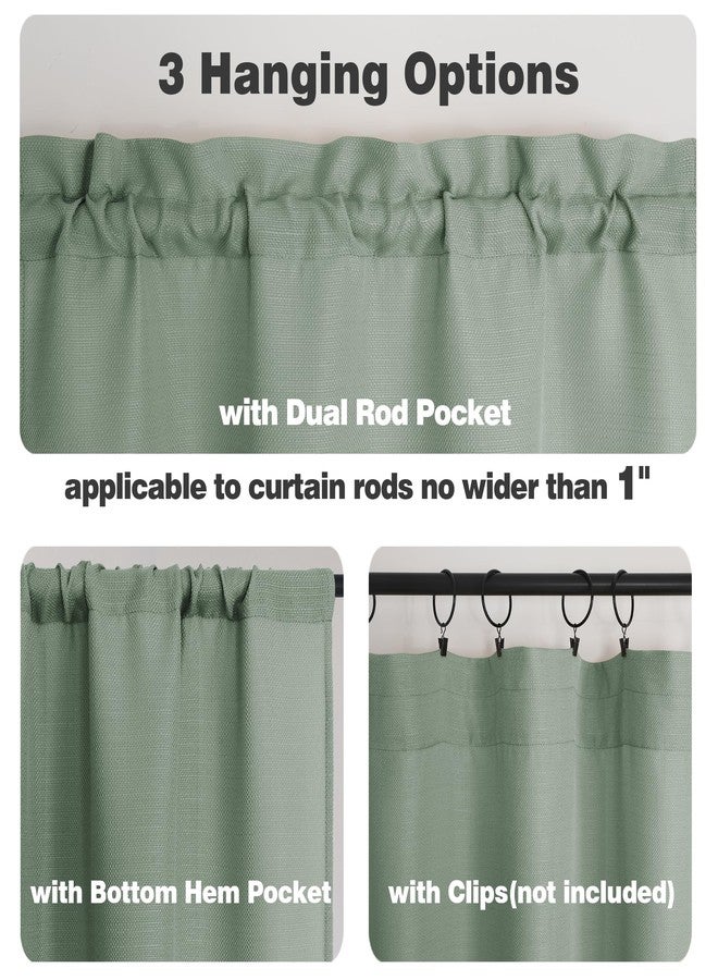 Chyhomenyc Sage Green Curtains 45 Inch Length 2 Panels, Faux Linen Textured Semi Sheer Light Filtering Soft Airy Rod Pocket Window Treatment Drapes for Living Room Bedroom, Each 30" Wx45 L - Image 4