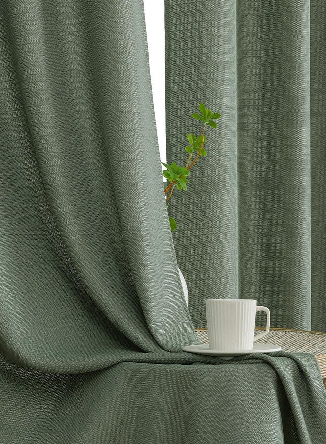 Chyhomenyc Sage Green Curtains 45 Inch Length 2 Panels, Faux Linen Textured Semi Sheer Light Filtering Soft Airy Rod Pocket Window Treatment Drapes for Living Room Bedroom, Each 30" Wx45 L - Image 5