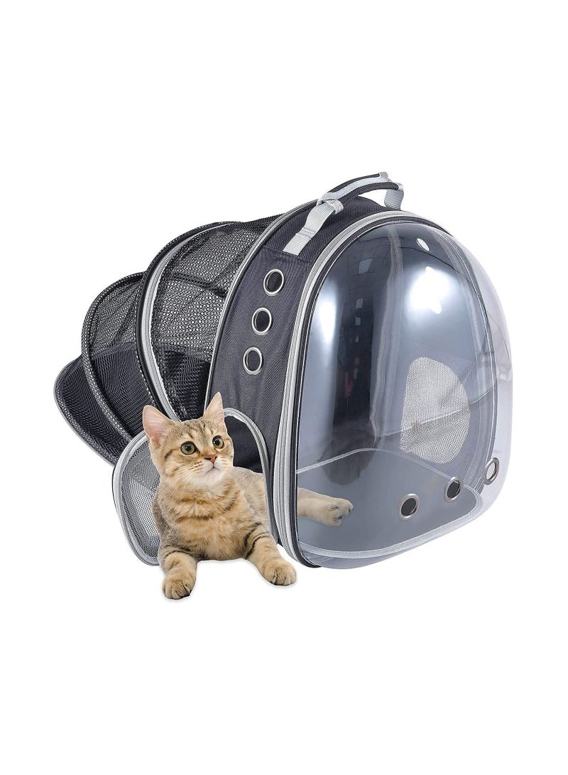 حقيبة ظهر قابلة للتوسيع للقطط ، حقيبة فقاعية للحيوانات الأليفة ، حقيبة ظهر للكلاب الصغيرة ، حقيبة ظهر مع نافذة صلبة شفافة (أسود) - Image 1