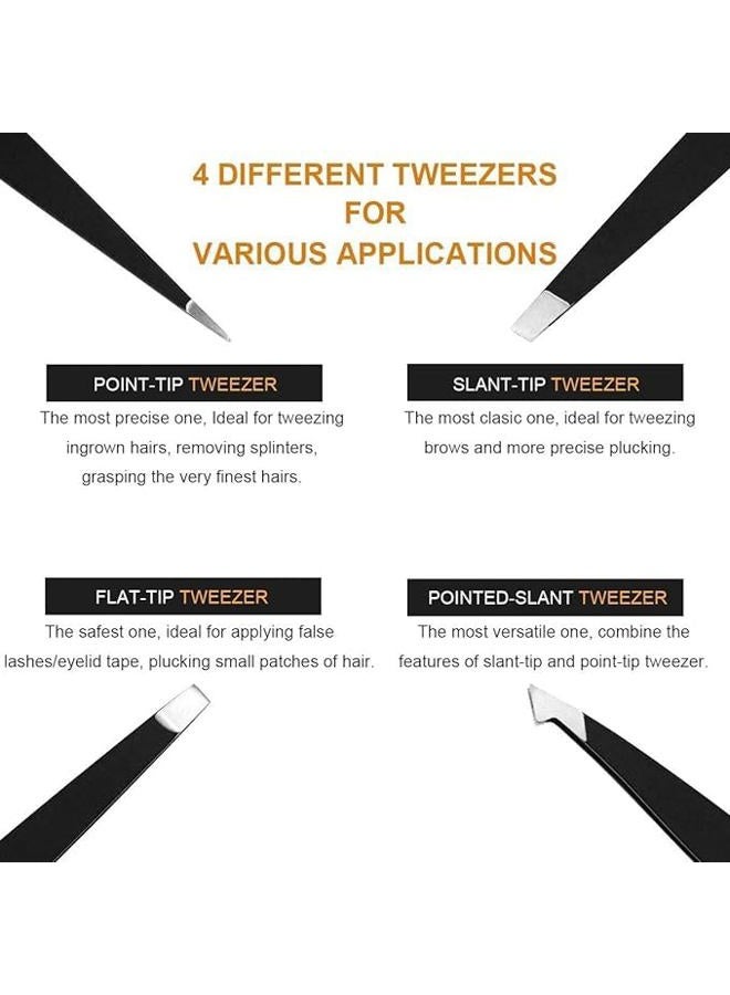 MAYKI Eyebrow Tweezers Set 6 PCS, Professional Stainless Steel Eyebrow Tweezers Kit for Women/Men, Great Precision Tweezers Set for Eyebrow/Facial Hair Removal/Ingrown Hairs/Splinter/Tick Remover by MAYKI - Image 3