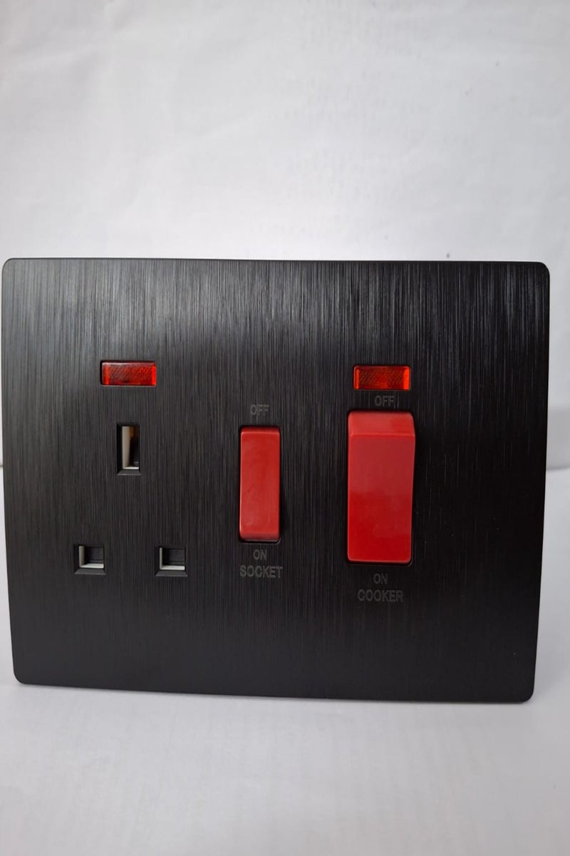 45AMP COOKER PLATE WITH 13AMP SWITCH SOCKET, NEON