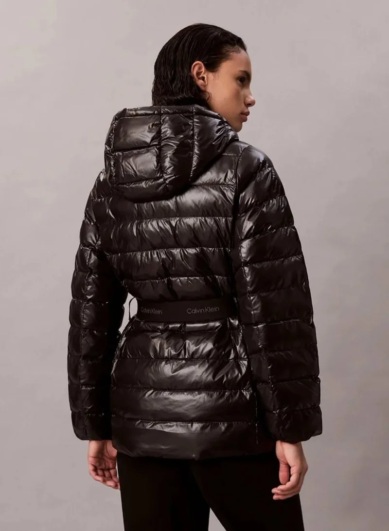 Calvin Klein Black Lightweight Belted Puffer Jacket for Women | Best Price UAE