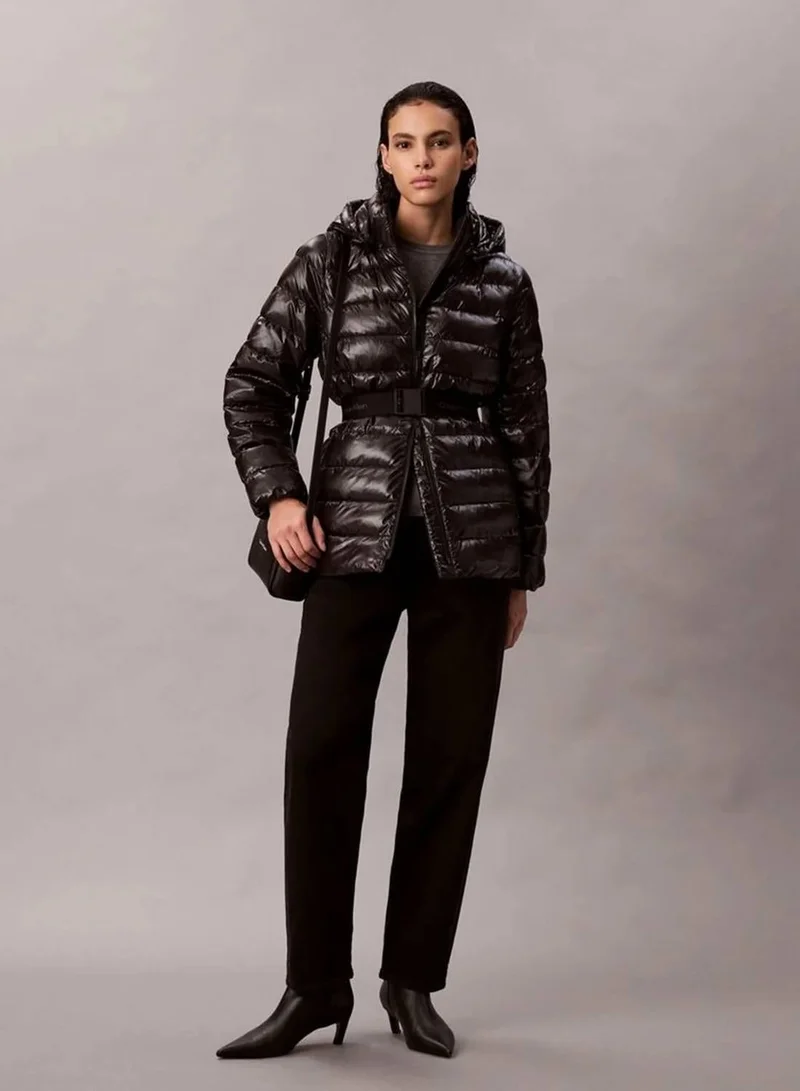 Calvin Klein Black Lightweight Belted Puffer Jacket for Women | Best Price UAE