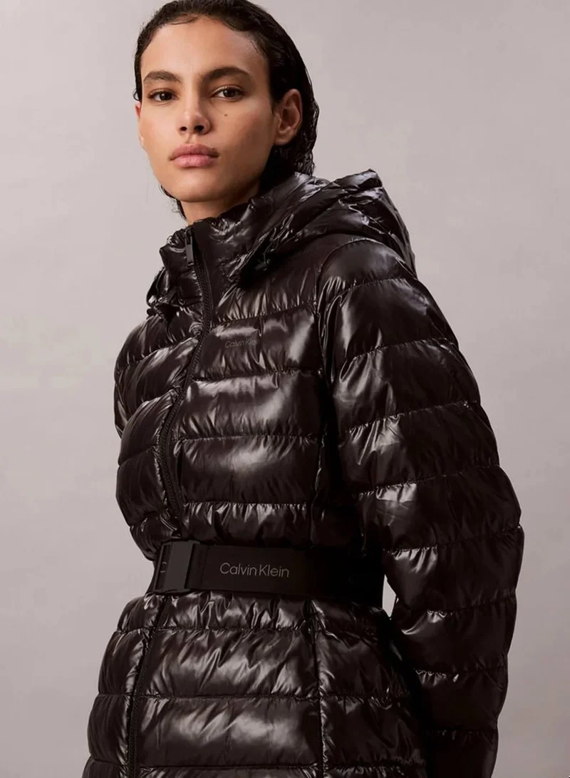 Calvin Klein Black Lightweight Belted Puffer Jacket for Women | Best Price UAE