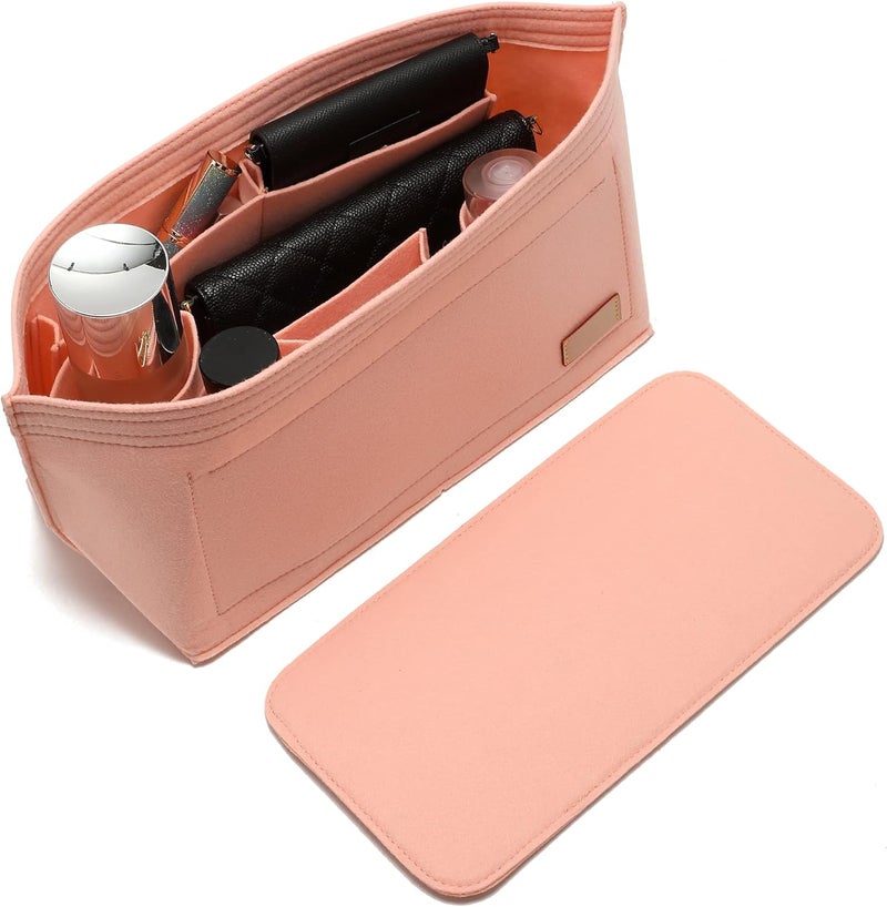 Doxo Purse Organizer Insert & Base Shaper 2pc Set, Felt Handbag & Tote Bag Fit L Speedy 30 Nererfull PM More(Pink,Medium-Combination) - Image 1