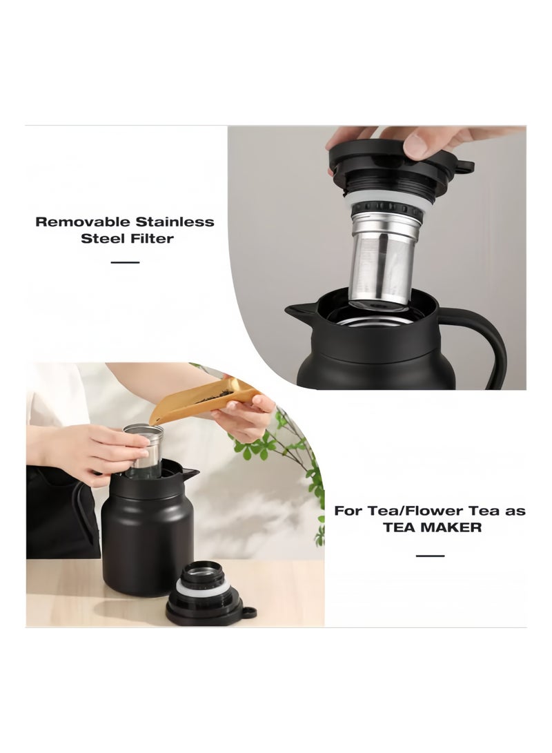 Brinaoki Arabic Coffee Thermos Stainless Steel Carrier - Complete Travel Set (1000ml Pot + 80ml Cups x 2) - Ramadan Eid Al Fitr Eid Al Adha National Day Gift - Image 3