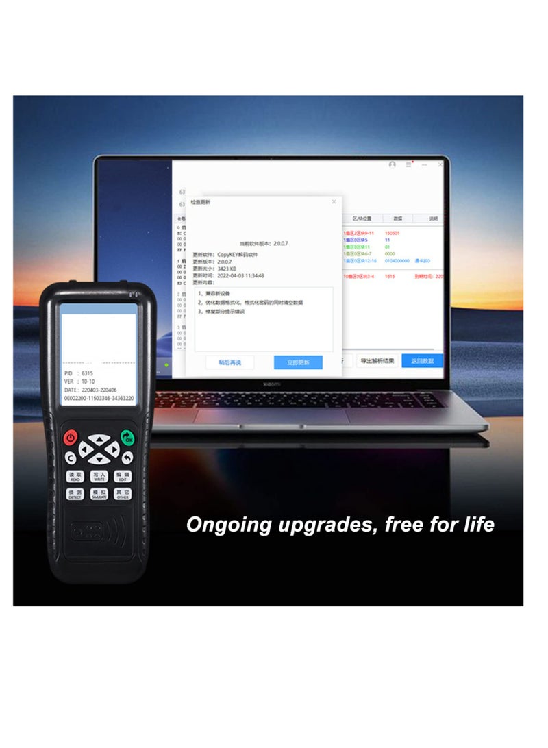 Excefore قارئ وناسخ وكاتب لبطاقات RFID NFC، وفك تشفير بطاقات IC، وناسخ مفاتيح ذكي، وقارئ بطاقات NFC، ودعم نطاق كامل لبطاقة الهوية IC، وقارئ وكاتب لبطاقات ذكية بشاشة عالية الدقة ملونة بالكامل، باللون الأسود - Image 5