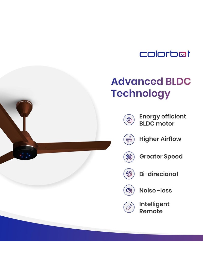 Colorbot Colorbot Stella 1200 mm BEE 5 Star Rated BLDC Ceiling Fans with Remote Control High Speed Power Saver 100 Copper Winding Reverse Mode 22 Year Warranty Cocoa Brown  - Image 4