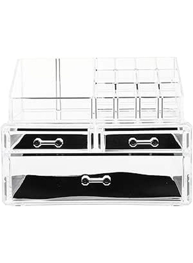 Clear Acrylic Makeup Organizer with Drawer Desktop Cosmetic Storage Box for Vanity - Image 1