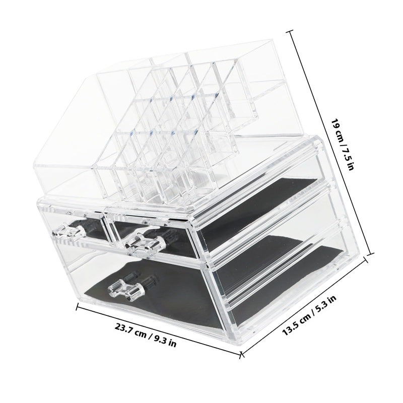 Clear Acrylic Makeup Organizer with Drawer Desktop Cosmetic Storage Box for Vanity - Image 3