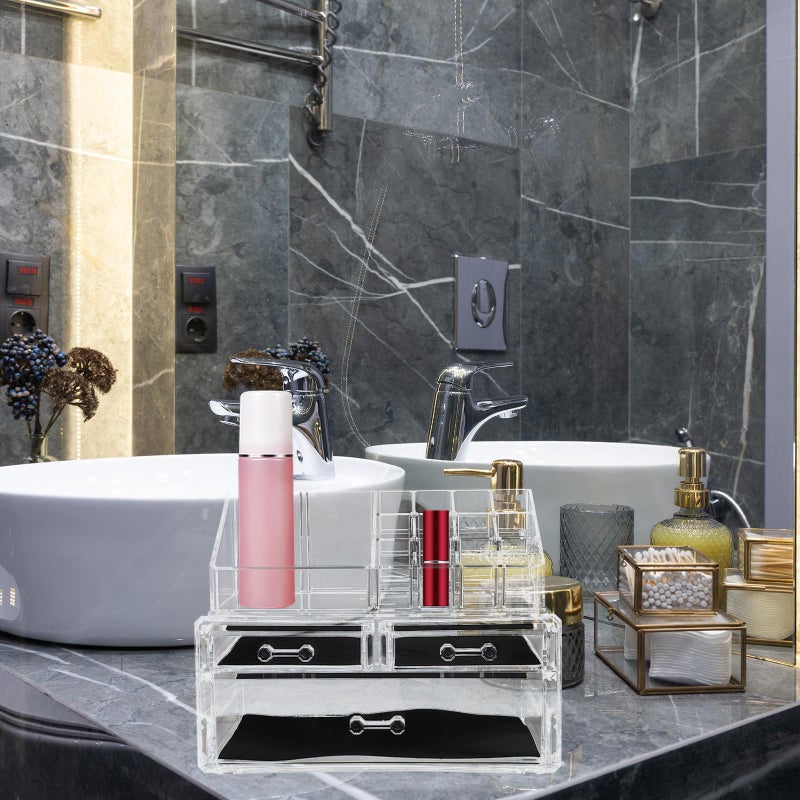 Clear Acrylic Makeup Organizer with Drawer Desktop Cosmetic Storage Box for Vanity - Image 5